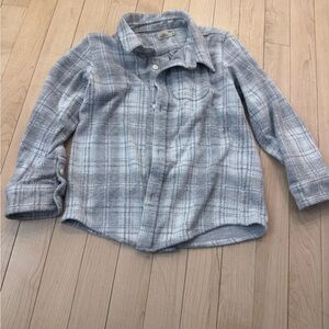 Faherty Kids Plaid Button Down Shirt - Gray and White